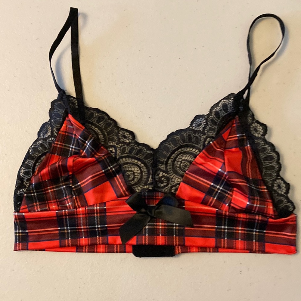 Chic Me Red Plaid Bralette size S